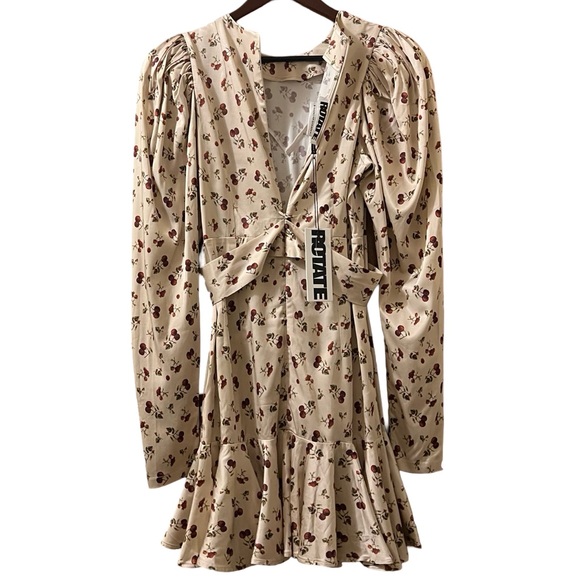 Rotate Shelly Dress Berry Stretch Satin Ruffle Flared Mini Sz 4 - Picture 5 of 12